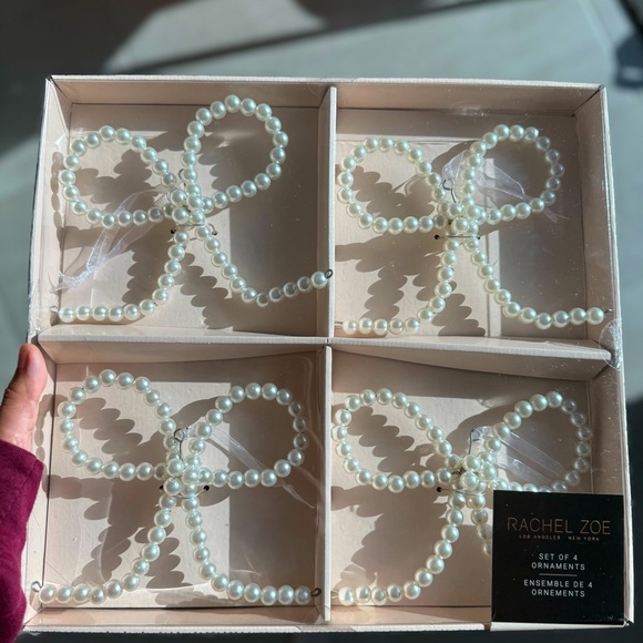 Rachel Zoe Christmas Pearl Bow Ornaments - Picture 2 of 2